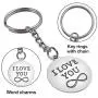 Key Rings Key Chain Set, 10 Pieces Metal Split Key Rings with Chain Extender and Open Jump Ring and 10 Pieces Words Charms Pendants Craft Supplies for DIY Key Chain Gifts