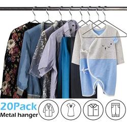 MISSLO 20 Pack Metal Hangers Heavy Duty Hangers for Clothes Closet Coat Clothing Suit Shirt, 16.4 Inch