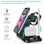 QI-EU Wireless Charger, 4 in 1 Qi-Certified Fast Charging Station Compatible Apple Watch Airpods Pro iPhone 12/11/11pro/X/XS/XR/Xs Max/8/8 Plus, Wireless Charging Stand Compatible Samsung Galaxy S20