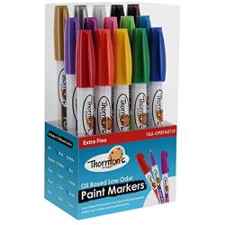 Thorntons Art Supply Premium Oil-Based Paint Markers 15 Count Vibrant Pen for Craft Low ordor Permanent Quik Drying Marker Write on Multi Surface Safe for Kids Extra Fine Point Assorted Opaque Paint