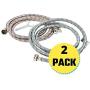 Washing Machine Hoses (4FT) - Universal Fit - (2 Pack) 90 Degree Braided Stainless Steel Water Supply Line - Burst Proof - Includes Wrench for Easy Installation