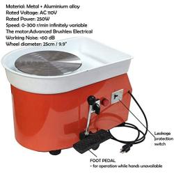 HTTMT- Electric Pottery Wheel 25cm Pottery Forming Machine 250W Pottery Wheel DIY Clay [P/N:ET-TOOL002-250-Red]