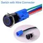 Taien Latching Pushbutton Switch for 16mm 5/8'' Mounting Hole ON/OFF Black Metal Shell with Blue LED Light Taien Latching Pushbutton Switch for 16mm 5/8'' Mounting Hole ON/OFF Black Metal Shell with Blue LED Light