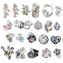 Chenkou Craft Random 20pcs Wholesale Lots Mix Alloy Resin Rhinestone Flowers Pendants Charms Beads Bracelet Necklace Jewelry Findings