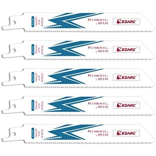 EZARC Reciprocating Saw Blade Bi-Metal Cobalt Sabre Saw Blades for Metal Cutting 6-Inch 14TPI R622PM (5-Pack)