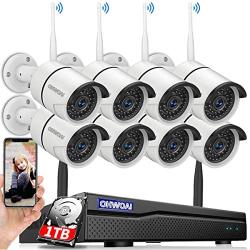 OHWOAI 【2021 Update.Audio】 Security Camera System Wireless, 1TB Hard Drive Pre-Install 8 Channel 1080P NVR, 8PCS 1080P 2.0MP CCTV WI-FI IP Cameras for Homes, HD Surveillance Video Security System.