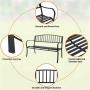 VINGLI 51'' Patio Outdoor Metal Bench,Powder Coated Cast Iron Steel Vertical Grid Design for Garden Path Yard Lawn Work Entryway Decor Deck, Black