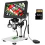 7 Inch LCD Digital Microscope with 32GB TF Card,Dcorn Handheld USB 1200X Magnification 1080P Video Microscope with Metal Stand for Error Coins Soldering Kids,PC View,Windows/Mac Compatible