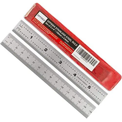 Offidea Machinist Ruler 6 Inch, 2 Pack - Rigid Stainless Steel Ruler with Inch/Metric Graduations - 1/64, 1/32, mm and .5 mm - 6 Inch Ruler, Metric Ruler, Metal Rulers 6 inch, Mm Ruler, Metal Ruler Offidea Machinist Ruler 6 Inch, 2 Pack - Rigid Stainless Steel Ruler with Inch/Metric Graduations - 1/64, 1/32, mm and .5 mm - 6 Inch Ruler, Metric Ruler, Metal Rulers 6 inch, Mm Ruler, Metal Ruler