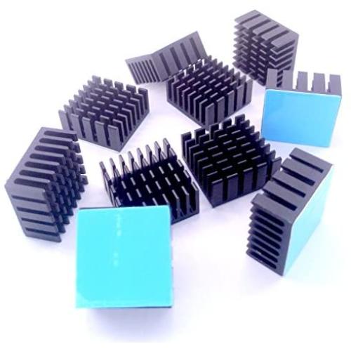 Easycargo 10pcs 20mm Heatsink Kit 20x20x10mm + 3M 8810 Thermal Conductive Adhesive Tape, Cooler Heat Sink for Cooling GPU IC Chips VRAM VGA RAM (20mmx20mmx10mm)