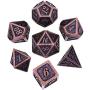 Bememo Polyhedral Metal Dices Set Zinc Alloy with Enamel Solid Metal for DND Game, Tabletop RPG, Dungeons and Dragons, Math Teaching, 7 Pieces Dice Set with Black Velvet Bag (Red Copper)