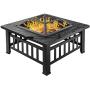 Bonnlo 32” Fire Pit Outdoor Wood Burning Table Backyard, Terrace, Patio, Camping - Includes Mesh Spark Screen Top, Waterproof Cover and Poker