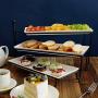 Sweese 731.101 3 Tiered Serving Stand, Foldable Rectangular Food Display Stand with White Porcelain Platters - Serving Trays, Dessert Display Server for Brithday Party, Valentines Day and Events