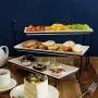 Sweese 731.101 3 Tiered Serving Stand, Foldable Rectangular Food Display Stand with White Porcelain Platters - Serving Trays, Dessert Display Server for Brithday Party, Valentines Day and Events