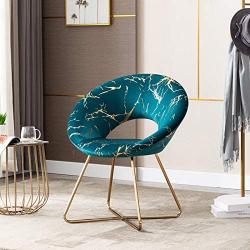 Duhome Atrovirens Accent Chair Velvet Vanity Chair Lliving Room Chairs Desk Chair with Golden Legs Mid-Back 1 pcs