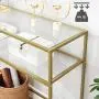 VASAGLE Console Table, Modern Sofa or Entryway Table, Tempered Glass Table, Metal Frame, 2 Shelves, Adjustable Feet, for Living Room, Hallway, Gold Color ULGT025A01 VASAGLE Console Table, Modern Sofa or Entryway Table, Tempered Glass Table, Metal Frame, 2 Shelves, Adjustable Feet, for Living Room, Hallway, Gold Color ULGT025A01