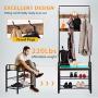 VIVOHOME 3-in-1 Entryway Hall Tree, Heavy Duty MDF Stand Coat Rack with Storage Bench, Industrial Wood Furniture with Stable Metal Frame, 8 Hooks
