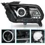 AmeriLite for 2010-2014 Ford Mustang Halogen Model Black Xtreme LED Halo Projector Replacement Headlights Pair - Passenger and Driver Side AmeriLite for 2010-2014 Ford Mustang Halogen Model Black Xtreme LED Halo Projector Replacement Headlights Pair - Passenger and Driver Side