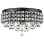 Kira Home Gemma 15'' Modern Chic 4-Light Flush Mount Crystal Chandelier + Round Metal Shade, Dimmable, Brushed Black Finish Kira Home Gemma 15'' Modern Chic 4-Light Flush Mount Crystal Chandelier + Round Metal Shade, Dimmable, Brushed Black Finish