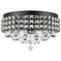 Kira Home Gemma 15'' Modern Chic 4-Light Flush Mount Crystal Chandelier + Round Metal Shade, Dimmable, Brushed Black Finish