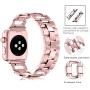 OULUCCI Stainless Steel Band Compatible Apple Watch Band 38mm 40mm Women Iwatch Series 6, SE, Series 5, Series 4, Series 3, Series 2 1 Accessories Metal Wristband D-Shape Sport Strap (No Tool Needed) Rose Gold
