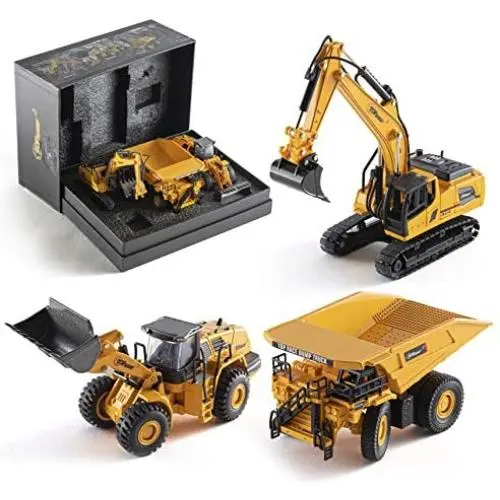 Top Race Metal Diecast Construction Toys Set of 3, Loader, Excavator, Dump Truck Pack of 3 Metal Realistic Construction Trucks Models 1:60 Scale Top Race Metal Diecast Construction Toys Set of 3, Loader, Excavator, Dump Truck Pack of 3 Metal Realistic Construction Trucks Models 1:60 Scale