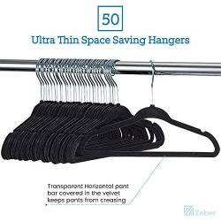 ZOBER Premium Kids Velvet Hangers (14” Inch - 50 Pack) Non-Slip Junior Hangers, Ultra-Slim Space-Saving Childrens Hangers - 360°-Swivel Hook, Strong & Durable Preteen Hangers (Medium)