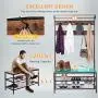 VIVOHOME 5-in-1 Entryway Hall Tree, Industrial Stand Organizer with Shoe Bench, Vintage MDF Wood Furniture with Stable Metal Frame VIVOHOME 5-in-1 Entryway Hall Tree, Industrial Stand Organizer with Shoe Bench, Vintage MDF Wood Furniture with Stable Metal Frame