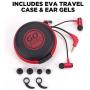 GOgroove AudiOHM RNF Durable Earbuds - Heavy Duty Headphones with Thick Aramid Fiber Reinforced Cable, in-Line Microphone, in-Ear Noise Isolation & Rugged Metal Driver Housing (Nova Red)