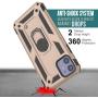 Punkcase iPhone 11 Case [ArmorShield Series] Military Style Protective Dual Layer Case W/Metal Ring Grip Holder & Kickstand | Full Body Protection for Apple iPhone 11 (6.1'') [Gold]