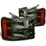 DNA Motoring HL-OH-GMCSIE07-SM-AM Smoke Lens Amber Headlights Replacement For 07-13 Sierra