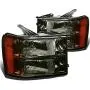 DNA Motoring HL-OH-GMCSIE07-SM-AM Smoke Lens Amber Headlights Replacement For 07-13 Sierra