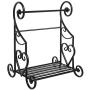 MyGift Freestanding Heart Scrollwork Black Metal Kitchen Countertop Paper Towel Holder Stand with Spice/Condiment Shelf Rack