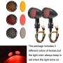 PBYMT Motorcycle Bullet Style Turn Signal Light Red Lamp Compatible for Chopper Bobber Cruiser Honda Suzuki Kawasaki Yamaha Harley BMW More (Black Housing)