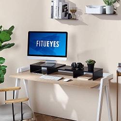 FITUEYES 3 Shelf Monitor Stand Riser with Adjustable Length and Angle,DT108001WB