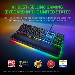 Razer Huntsman Elite Gaming Keyboard: Fastest Keyboard Switches Ever - Clicky Optical Switches - Chroma RGB Lighting - Magnetic Plush Wrist Rest - Dedicated Media Keys & Dial - Classic Black