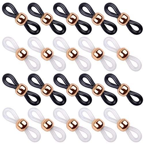 Jdesun 20 Pieces Eyeglass Chain Ends,Adjustable Metal Bead Rubber Ends Connectors for Eye Glasses Holder Necklace Chain
