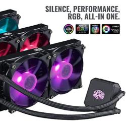 Cooler Master MasterLiquid LC240E RGB Close-Loop AIO CPU Liquid Cooler, 240mm Radiator, Dual Chamber RGB Pump, Dual MF120R RGB Fans, RGB Lighting for AMD Ryzen/Intel LGA1151