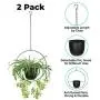 2 Pack Eco Joy Boho Metal Hanging Planters with 6'' Pot (Detachable) + Hook + Chain | Hanging Planters Indoor, Modern Wall & Ceiling Planters, Mid Century Planter for Indoor & Outdoor, NO Plant incld