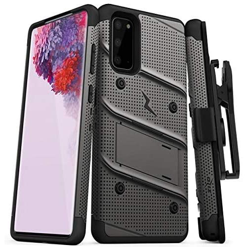 ZIZO Bolt Series for Galaxy S20 Case with Kickstand Holster Lanyard - Gun Metal Gray