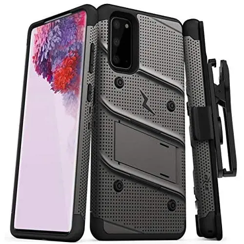 ZIZO Bolt Series for Galaxy S20 Case with Kickstand Holster Lanyard - Gun Metal Gray