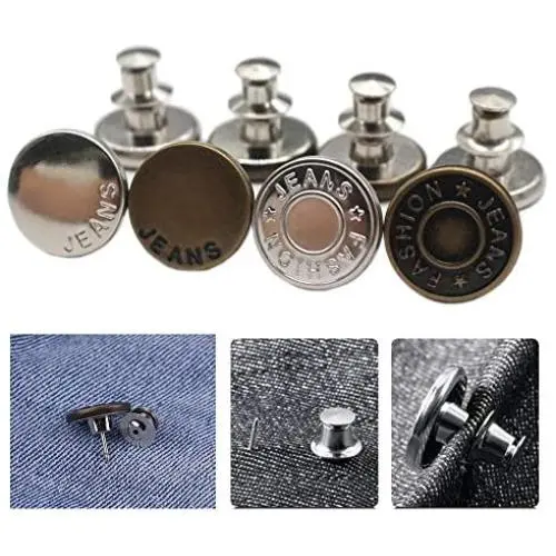 YaHoGa 8PCS Instant Buttons Jean Button Replacement Removable Button No Sew Buttons for Pants Jeans Sewing Crafts DIY Clothes (17mm) YaHoGa 8PCS Instant Buttons Jean Button Replacement Removable Button No Sew Buttons for Pants Jeans Sewing Crafts DIY Clothes (17mm)