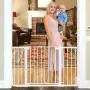 Cumbor 51.6-Inch Baby Gate Extra Wide, Easy Walk Thru Dog Gate for The House, Auto Close Baby Gates for Stairs, Doorways, Includes 2.75'', 5.5'' and 11'' Extension Kit, Mounting Kit