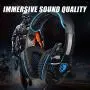 SADES SA708GT Gaming Headset for Xbox One, PS4, PC, Volume Controller, Noise Cancelling Over Ear Headphones Mic, Bass Surround Soft Memory Earmuffs for Computer Laptop Mac
