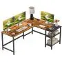 CubiCubi L Shape Computer Desk with Storage Shelf Study Writing Table for Home Office, Modern Simple Style PC Desk, Black Metal Frame, Rustic CubiCubi L Shape Computer Desk with Storage Shelf Study Writing Table for Home Office, Modern Simple Style PC Desk, Black Metal Frame, Rustic