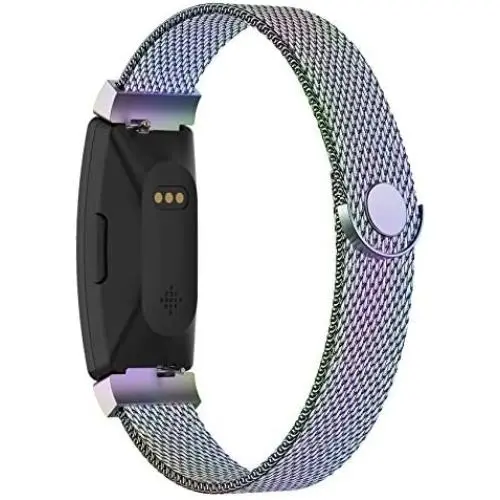 POY Compatible with Fitbit Inspire Hr Bands, Stainless Steel Replacement for Fitbit Inspire and Ace 2 Metal Loop Bracelet Sweatproof Wristbands for Women Men Rainbow Small POY Compatible with Fitbit Inspire Hr Bands, Stainless Steel Replacement for Fitbit Inspire and Ace 2 Metal Loop Bracelet Sweatproof Wristbands for Women Men Rainbow Small