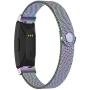 POY Compatible with Fitbit Inspire Hr Bands, Stainless Steel Replacement for Fitbit Inspire and Ace 2 Metal Loop Bracelet Sweatproof Wristbands for Women Men Rainbow Small