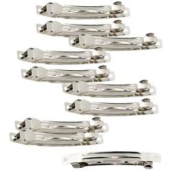 Fityle 10 Pieces Blank Flat Metal Alligator Hair Clips Prong Barrettes for DIY Hair Bows Womens Hair Accessories