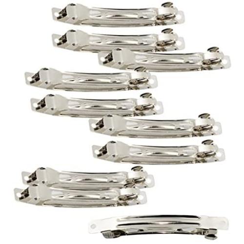 Fityle 10 Pieces Blank Flat Metal Alligator Hair Clips Prong Barrettes for DIY Hair Bows Womens Hair Accessories