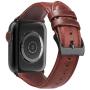 BRG Leather Bands Compatible with Apple Watch Band 44mm 42mm 40mm 38mm, Men Women Replacement Genuine Leather Strap for iWatch SE Series 6 5 4 3 2 1, Reddish Band/Brown Adapter, 44mm 42mm